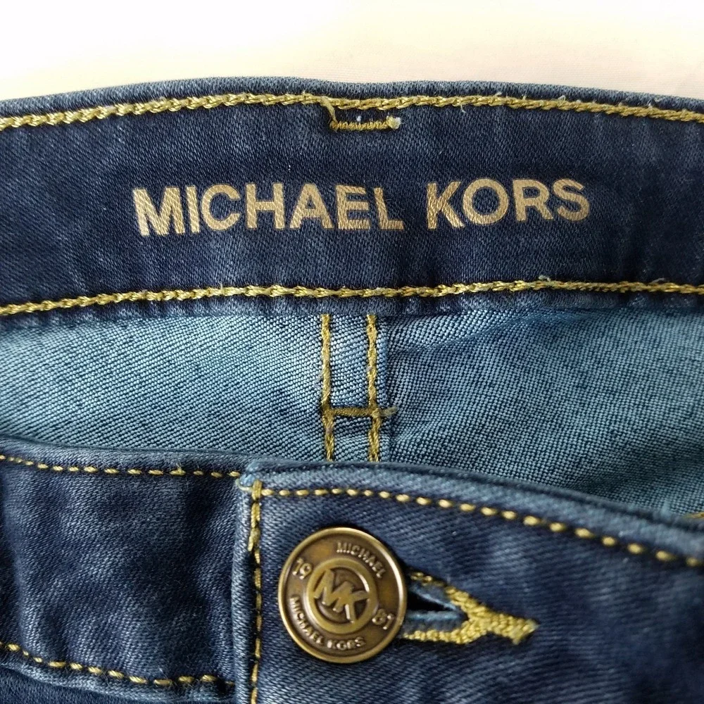 Michael‎ Kors Womens Izzy Skinny Jeans Dark Wash Blue Size 12 Denim